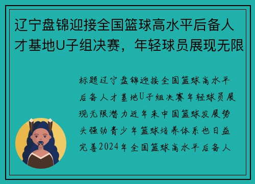 辽宁盘锦迎接全国篮球高水平后备人才基地U子组决赛，年轻球员展现无限潜力